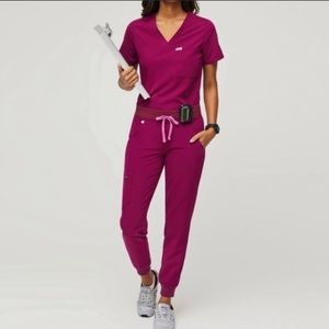Figs Scrubs Zamora Joggers - Dark Magenta XSP